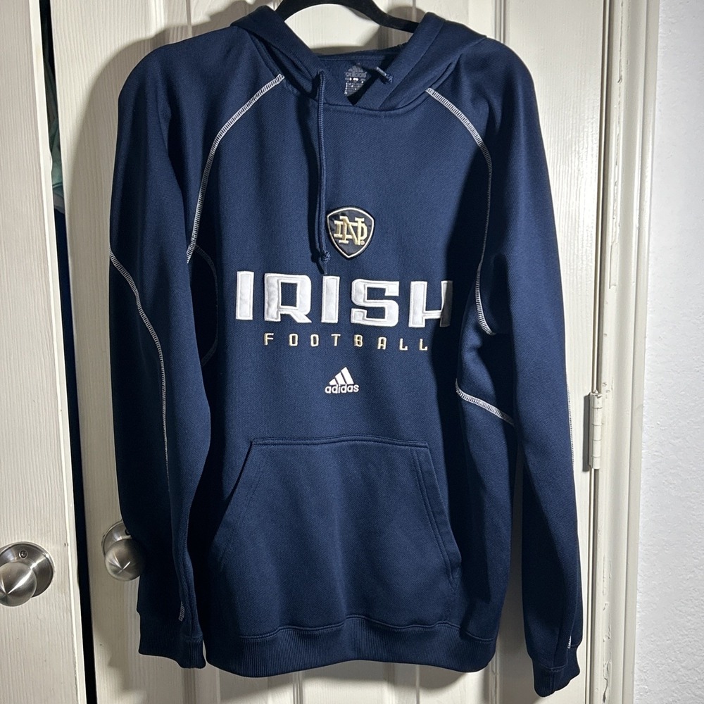 Notre Dame Fighting Irish x Adidas Men's Pullover Hoodie Navy/White/Gold ‎ Small
